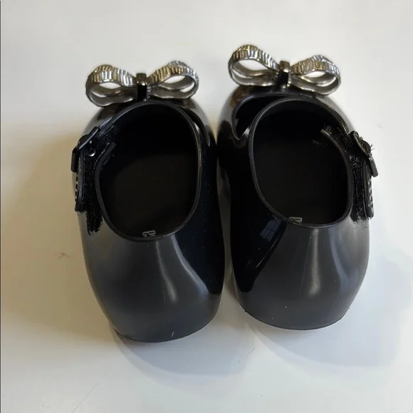 Mini Melissa Black and Silver Dress Shoes with Bow Detail toddler girl - Picture 3 of 6